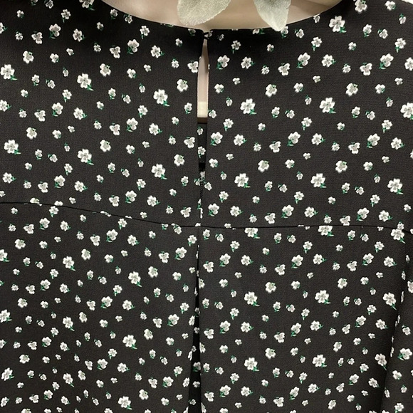 NWOT H&M Long Sleeve Black Floral Print Tunic Shift Dress Pockets 12 - Picture 3 of 14